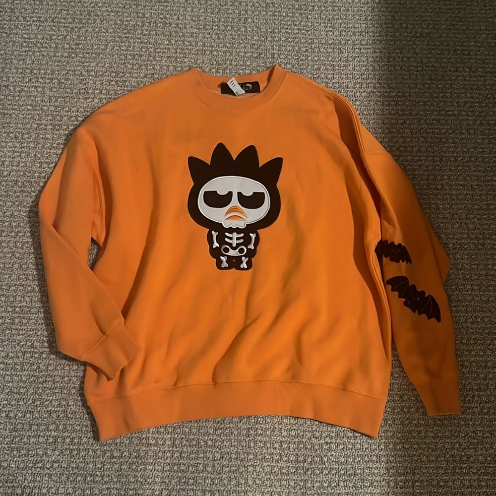 Sanrio Batz Maru Hello Kitty Skeleton Bats Halloween Orange Sweatshirt Sweater S